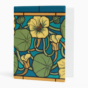 Blue Yellow Nasturtium Flower Nouveau Pattern Mini Binder