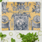 Blue & Yellow Neoclassical Toile French Country Towel (Folded)