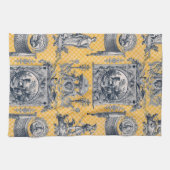 Blue & Yellow Neoclassical Toile French Country Towel (Horizontal)