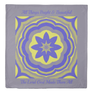 Blue Yellow Octagon Flowers Duvet Cover