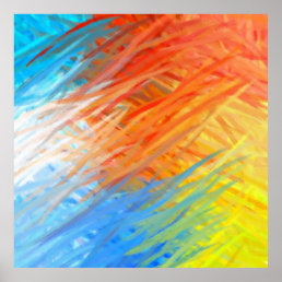 Blue Yellow Orange Abstract Art Painting 2 Poster