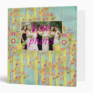 Blue Yellow Orange Flowers Photos Album Binder