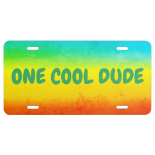 Blue Yellow Orange Gradient Grunge Tropical License Plate