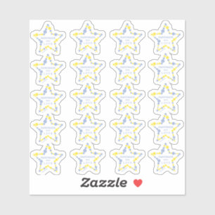 Blue & Yellow Original Buttons Star Handmade  Sticker