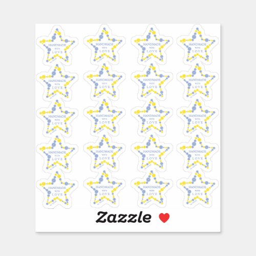 Blue  Yellow Original Buttons Star Handmade  Sticker