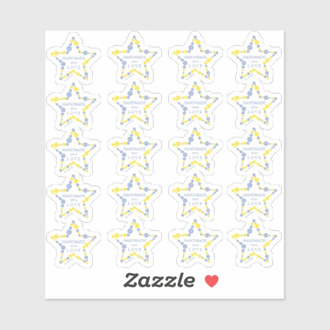 Blue & Yellow Original Buttons Star Handmade  Sticker (Sheet)