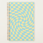 Blue Yellow Pastel Warped Checkered Checkerboard Planner<br><div class="desc">Cool warped checkers in pastel light blue and pastel yellow color. A nice retro psychedelic checkerboard design that takes you to the wonderland.</div>