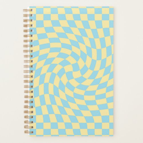 Blue Yellow Pastel Warped Checkered Checkerboard Planner