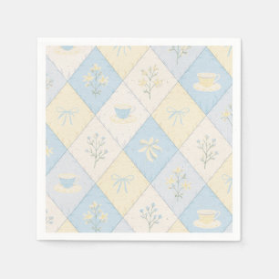 Blue & Yellow Patchwork Pattern Cute Baby Shower Napkins