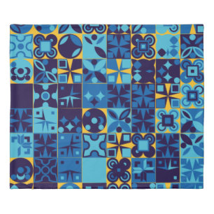Blue Yellow Pattern Duvet Cover