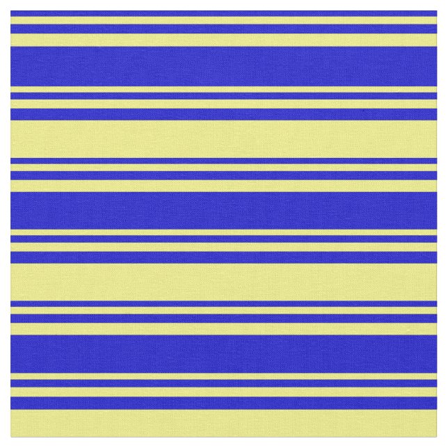 Blue & Yellow Pattern of Stripes Fabric (Close Up)