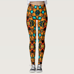 Blue Yellow Patterned Leggings