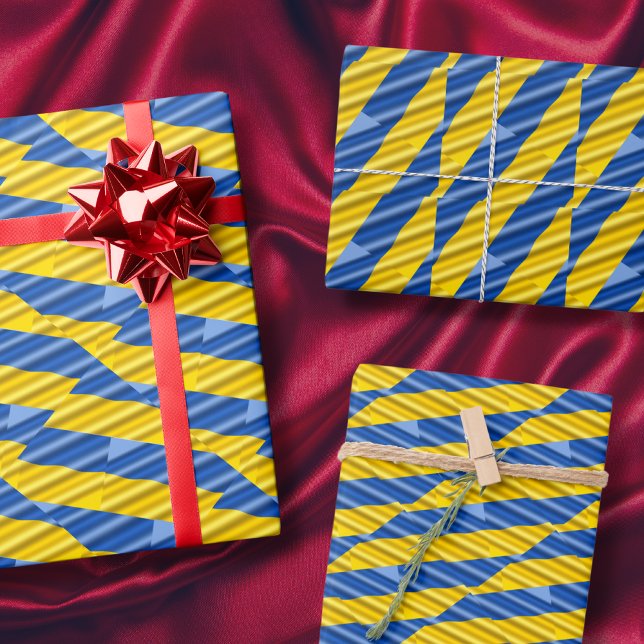 Blue Yellow Peace Anit War Ukraine Inspired Stripe Wrapping Paper Sheets (Creator Uploaded)