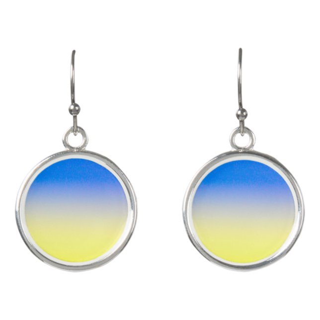 Blue Yellow Peace No War Stand with Ukraine Earrings (Front)