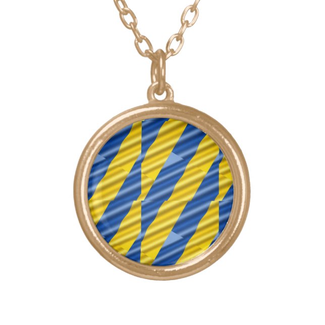 Blue Yellow Peace No War Ukraine Inspirations Gold Plated Necklace (Front)