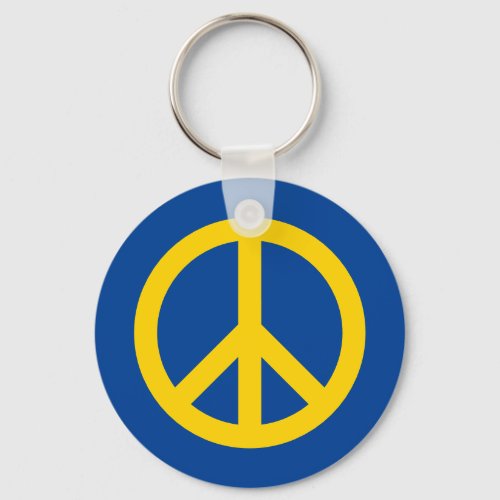 Blue yellow peace symbol in Ukraine flag colors Keychain