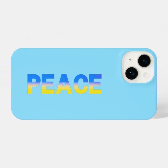 Blue yellow PEACE Ukraine Inspiration minimalist iPhone Case (Back Horizontal)