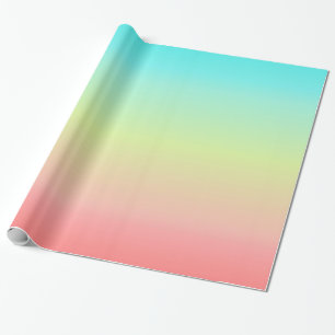 Blue Yellow Peach Colored Pastel Wrapping Paper