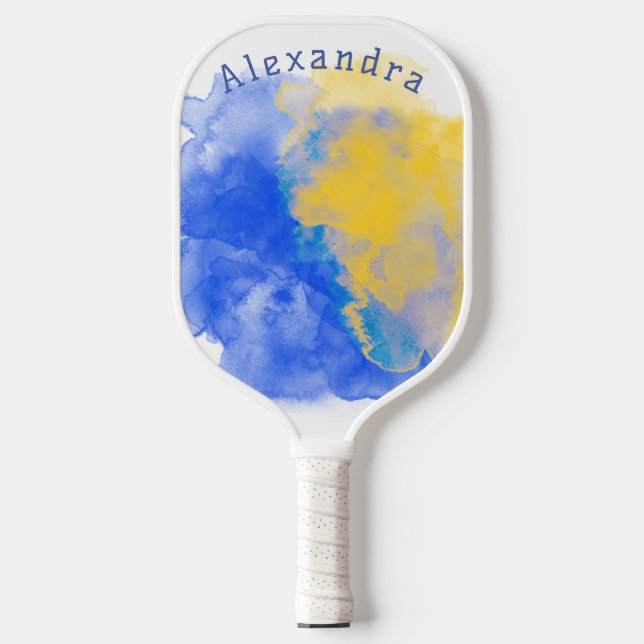 Blue & Yellow Personalized Pickleball Paddle (Front)