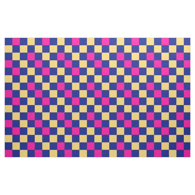 Blue Yellow Pink Checkered Pattern Design  Fabric (Fat Quarter)