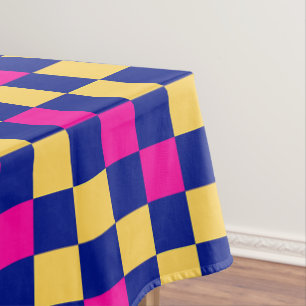 Blue Yellow Pink Checkered Pattern Design  Tablecloth