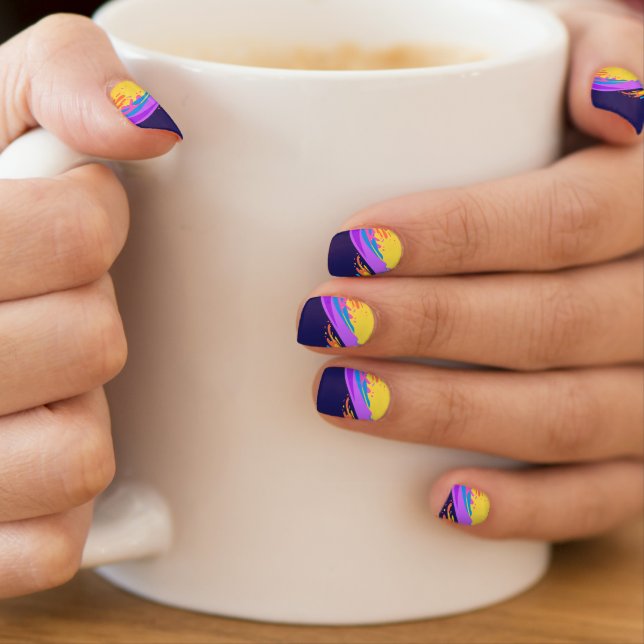 Blue Yellow Pink Colorful Minx Nail Art (Insitu - Mug)