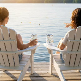 Blue Yellow Pink Floral Wildflower Thermal Wine Tumbler