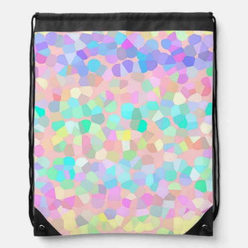 Blue Yellow Pink Green Pastel Mosaic Abstract  Drawstring Bag