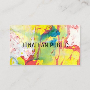 Blue Yellow Pink Red Modern Abstract Art Elegant Business Card by art_grande at Zazzle