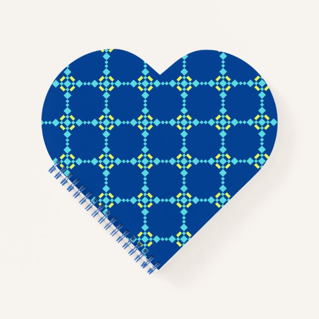 Blue & Yellow Pixelated Pattern Notebook (Front)