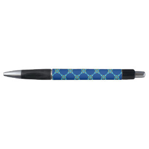 Blue & Yellow Pixelated Pattern Notebook Pen