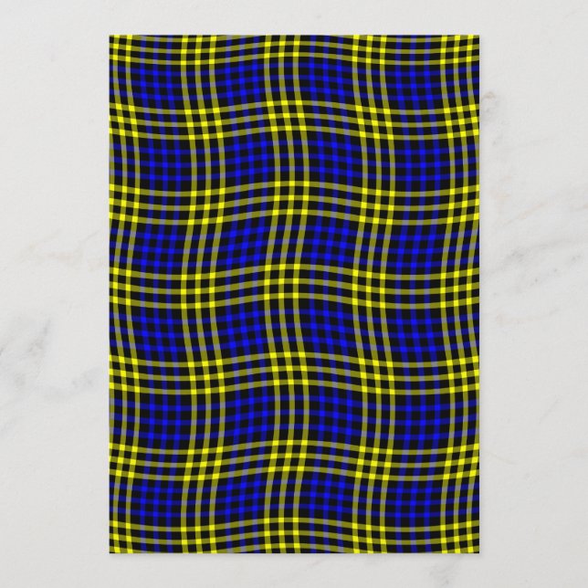 Blue Yellow Plaid Checker Seamless Pattern Invitation (Front)