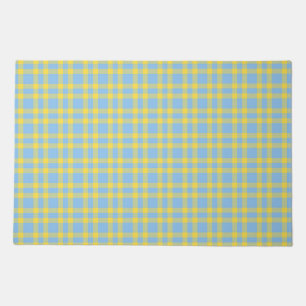 Blue Yellow Plaid Pattern Doormat