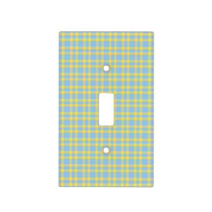 Blue Yellow Plaid Pattern Light Switch Cover