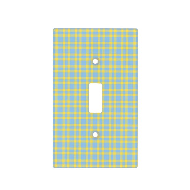 Blue Yellow Plaid Pattern Light Switch Cover (Front)