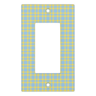Blue Yellow Plaid Pattern Light Switch Cover