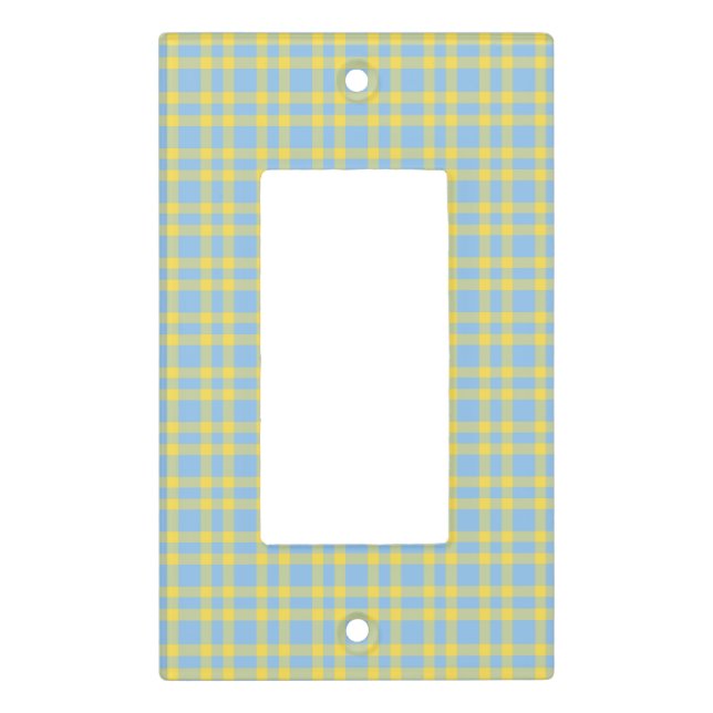 Blue Yellow Plaid Pattern Light Switch Cover (Front)