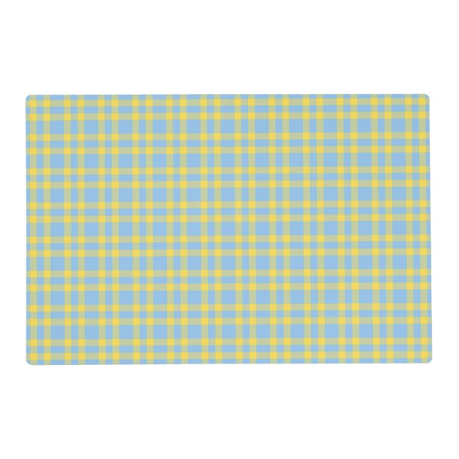 Blue Yellow Plaid Pattern Placemat (Front)