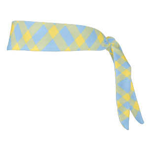 Blue Yellow Plaid Pattern Tie Headband