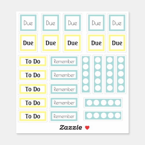 Blue Yellow Planner Stickers To Do and Remember