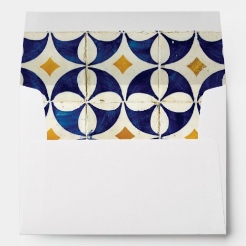 Blue  Yellow Portuguese 5x7 Wedding Invitation Envelope