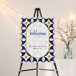 Blue & Yellow Portuguese Wedding Welcome Sign