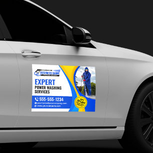 Blue Yellow Pressure Washing House Clean Services Car Magnet