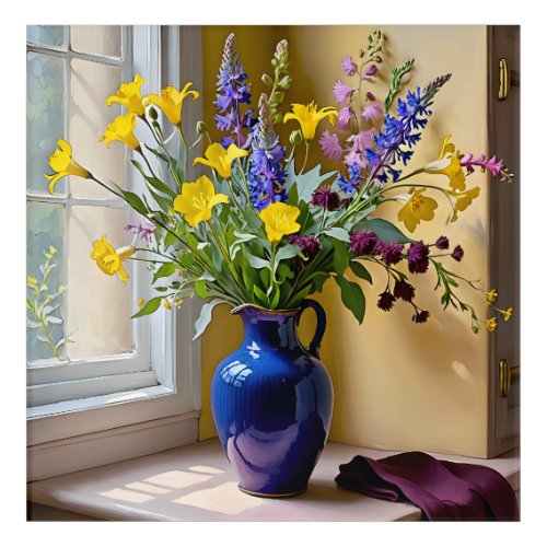 Blue Yellow Purple Blooms Art