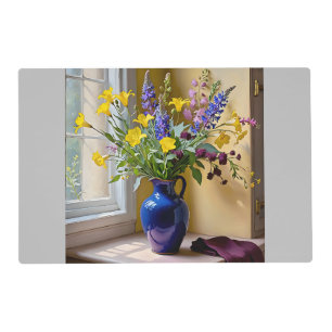 Blue Yellow Purple Blooms Art Placemat