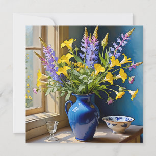 Blue Yellow Purple Bouquet Art Invitation