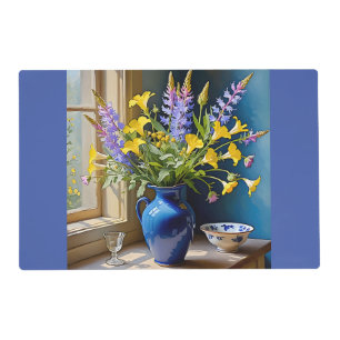 Blue Yellow Purple Bouquet Art Placemat