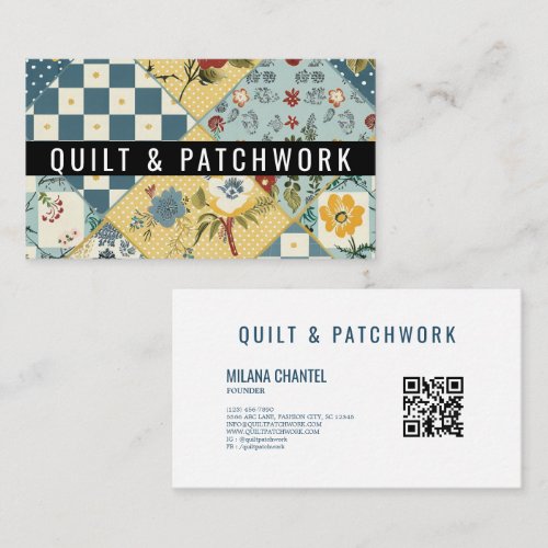 Blue Yellow Quilt Patchwork Handmade Clothing Business Card