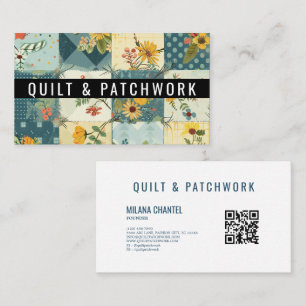 Blue Yellow Quilt Patchwork Handmade Clothing Business Card
