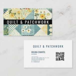 Blue Yellow Quilt Patchwork Handmade Clothing Business Card
